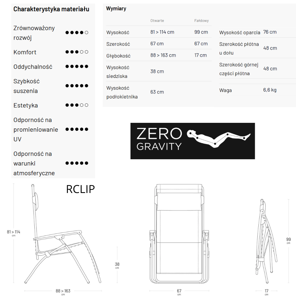 Leżak Lafuma R Clip Batyline® Iso Seigle-Seigle