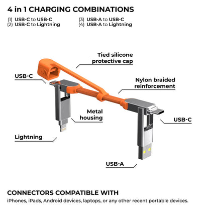 inCharge® XS-240W Kompaktowy Kabel Brelok (4 w 1)