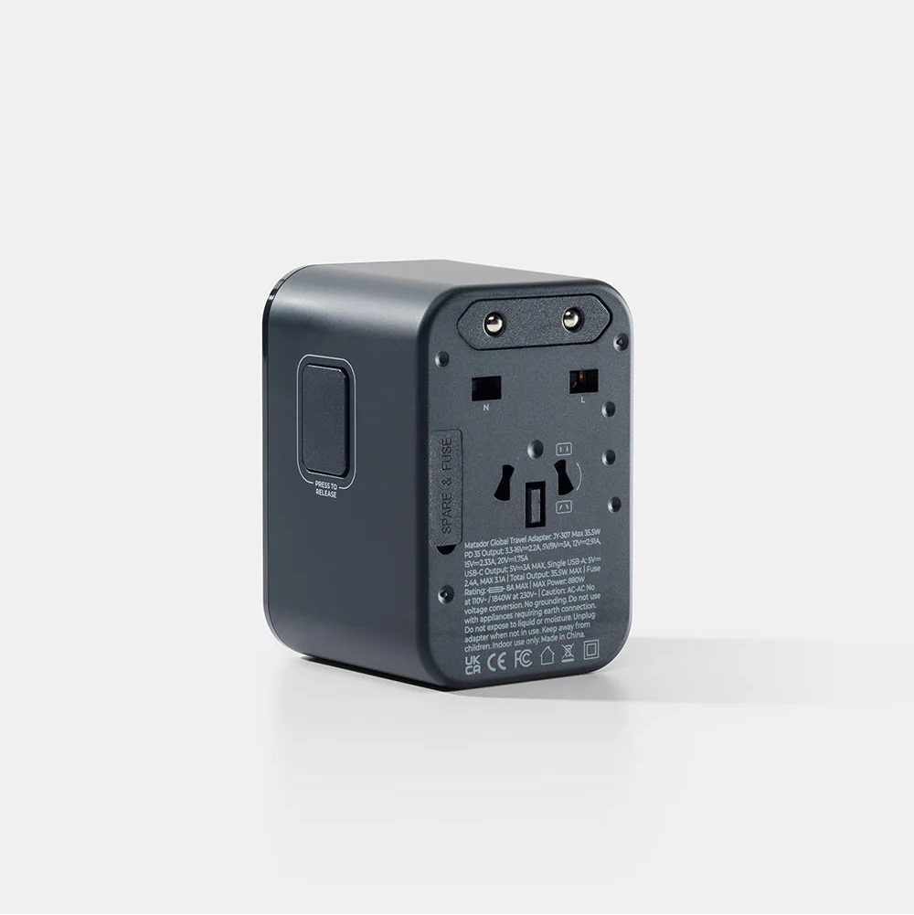 Adapter podróżny do ładowania MATADOR - czarny