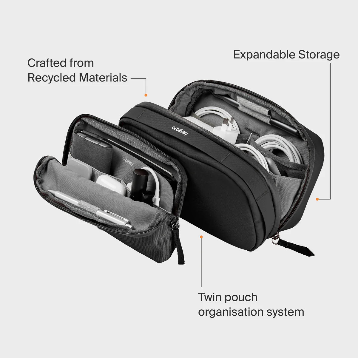 Organizer na akcesoria ORBITKEY 2-in-1 Tech Pouch Czarny